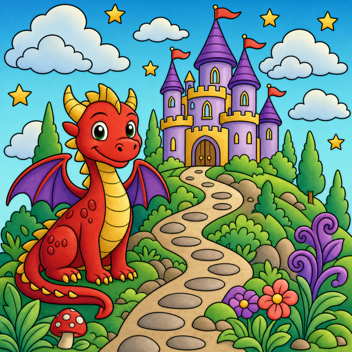 Dragon by a moonlit castle